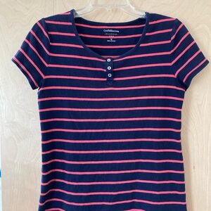 Croft & Barrow Navy and Red Striped Tee